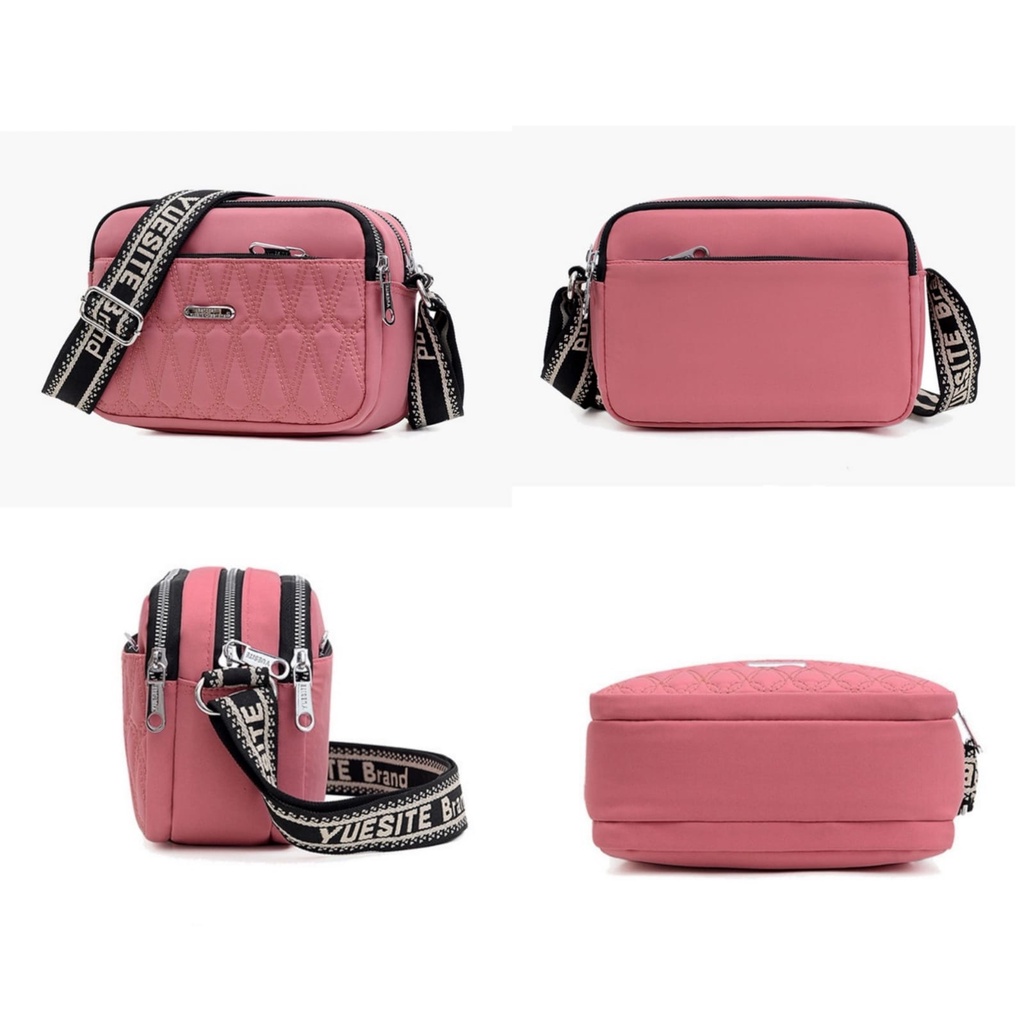 TAS SELEMPANG WANITA 3 PREMIUM RESLETING ANTI TA564P3 AIR PINK YANOWA FASHION KOREA SLING BAG SIMPLE CEWEK IMPORT KEKINIAN BRANDED BATAM REMAJA