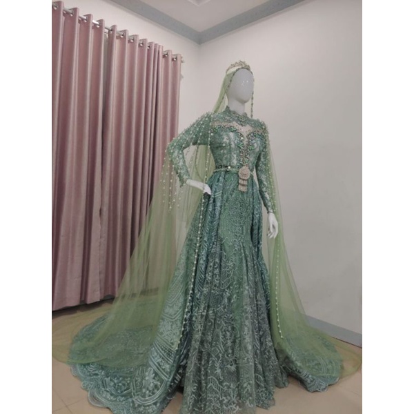 GAUN SLIM JUBAH EKOR HIJAU WARDAH