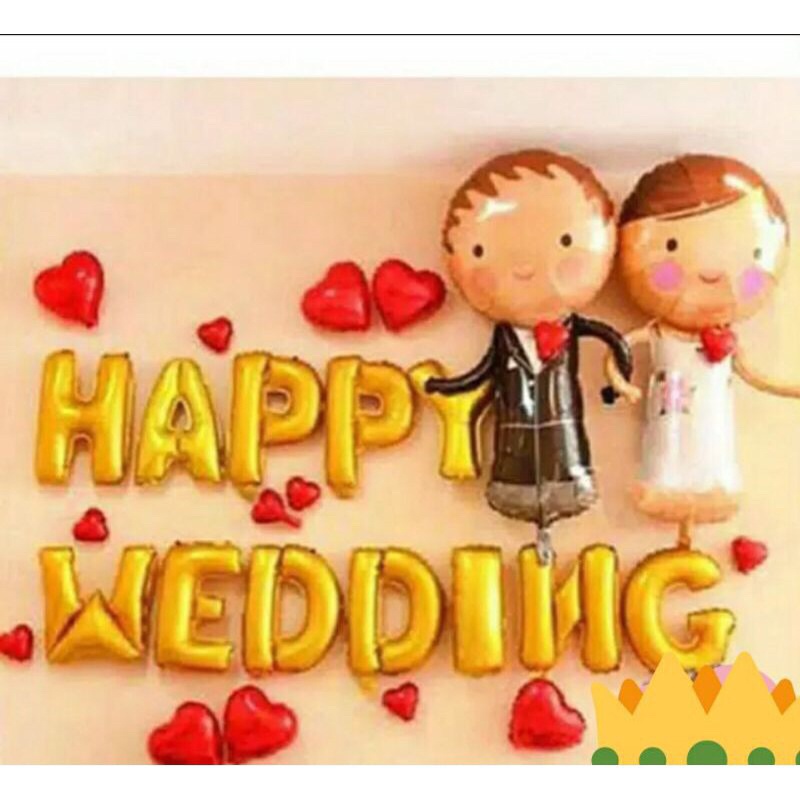 balon set happy wedding/balon karakter/balon romantis