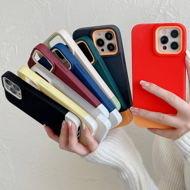 3in1 Soft Case Silikon Matte Warna Polos Untuk iPhone 13 12 11 Pro Max XR X XS Max