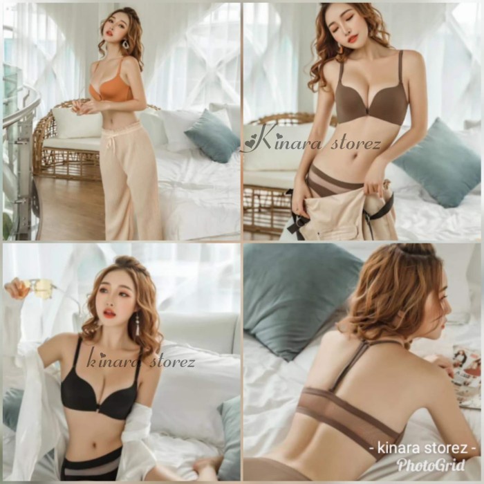 bra push up seamless multi fungsi tali silang bh open kait depan - Hitam, 38