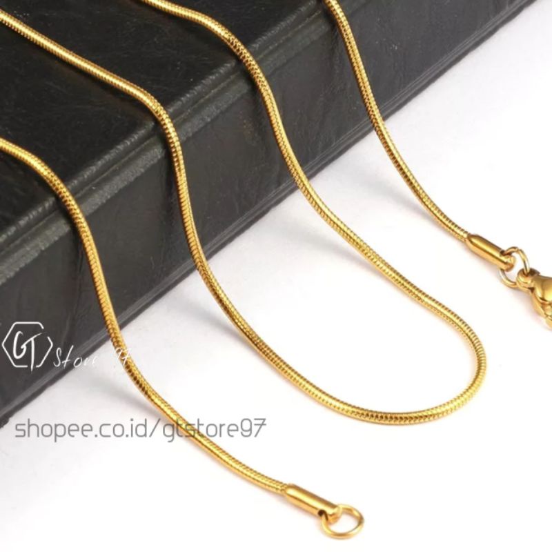 Kalung Titanium Pria Bulat Silver Perak Emas Anti Karat Asli Wanita Cowok Cewek Stainless Steel Cowo Cewe Kalong Tetanium Peria