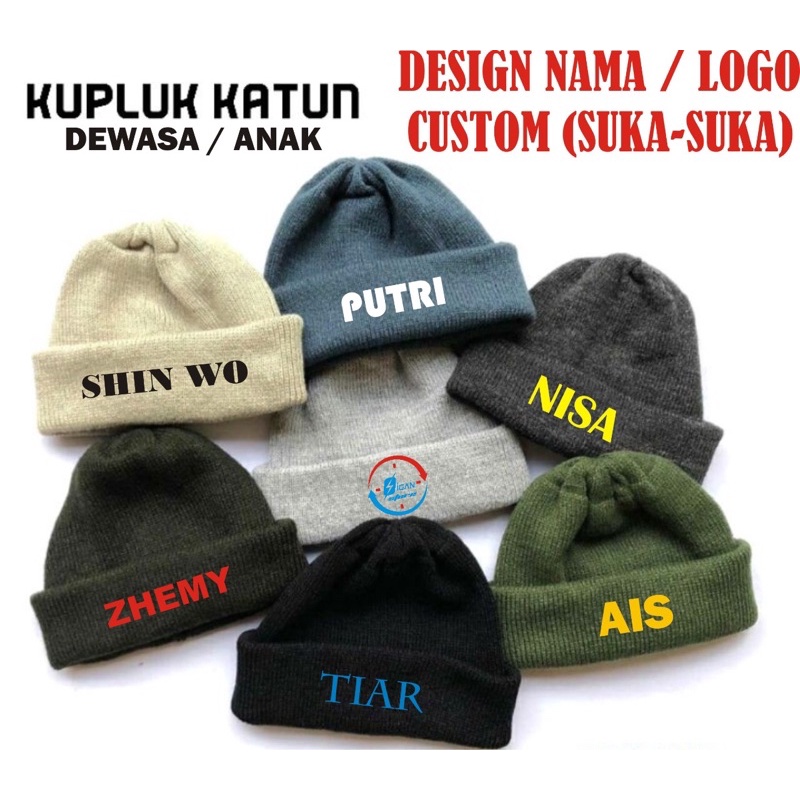 Topi KUPLUK Anak/Dewasa Request Nama Logo Design Custom (Suka-Suka)