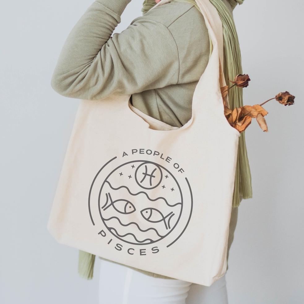 Sevine Tote Bag Kanvas Tas Wanita Kuliah Fashion Laptop Totebag Aesthetic Zodiac Series - CZ {TK.25A