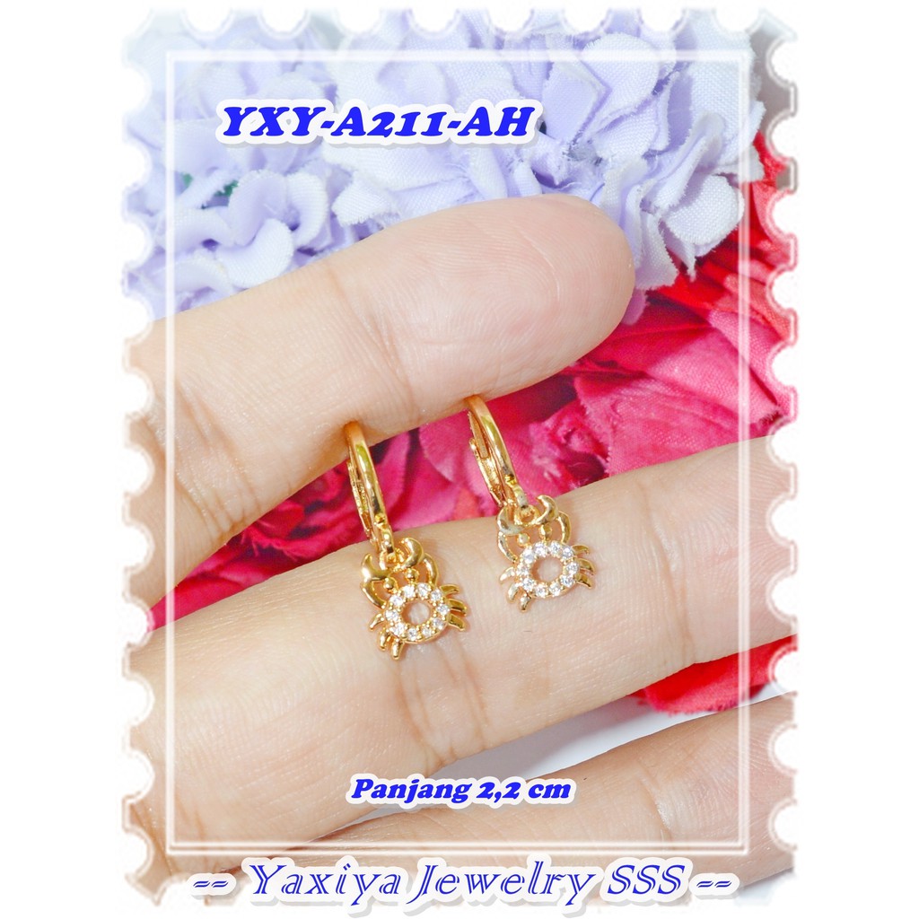 Anting Lapis Emas 18K YXY-A211-AH Crab Gold Merek Yaxiya Original