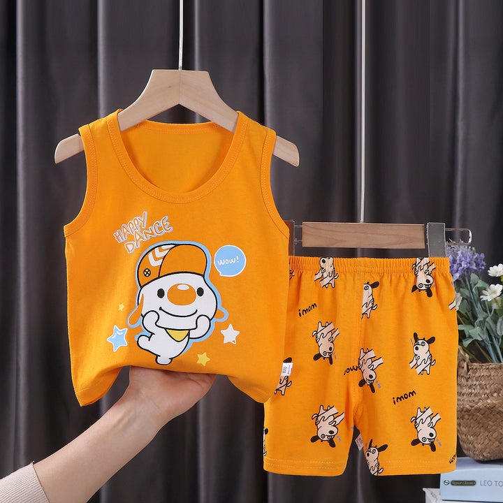 Setelan Baju Bayi Kaos Tanpa Lengan Anak Bahan Adem Usia 0-1 Tahun / Setelan Baju Bayi Newborn / Baju Bayi Import