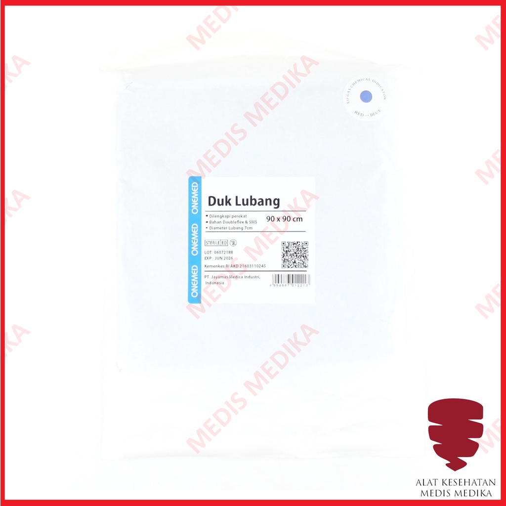 Duk Sterile 90X90 D7 Onemed Lubang 7cm Peralatan P3K Disposable Kain Operasi Steril 90 x 90 cm 90x90cm