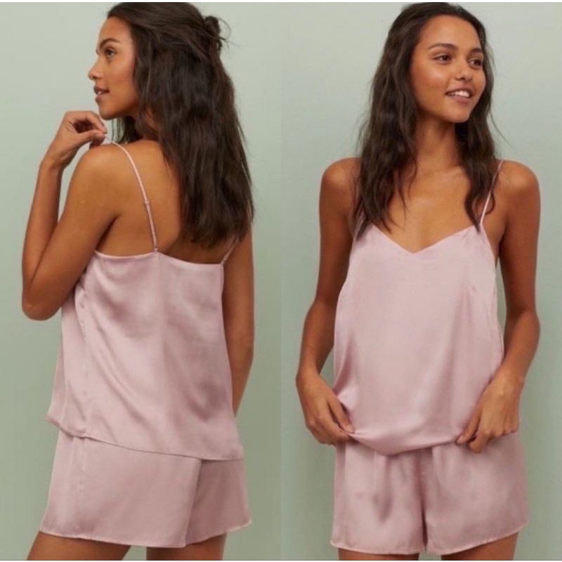 Baju Tidur Wanita Piyama HnM Satin Pink Sleepwear Lingerie
