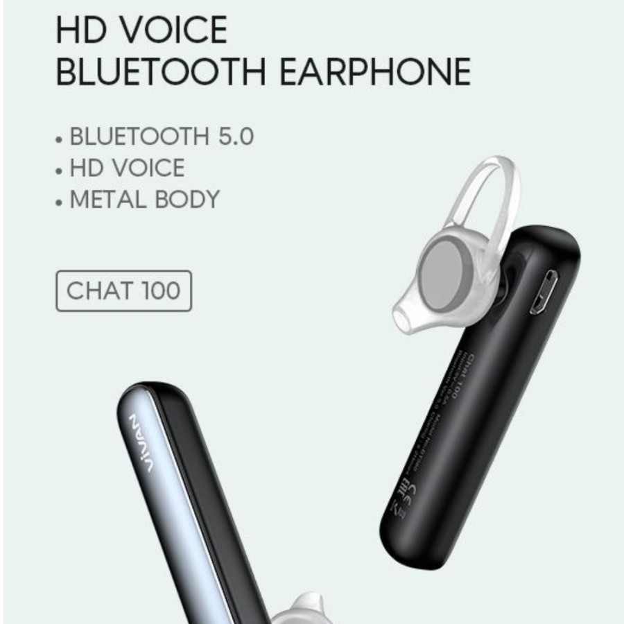 Headset Bluetooth Murah Noise Cancelling Vivan Chat 100 Call BT 5.0