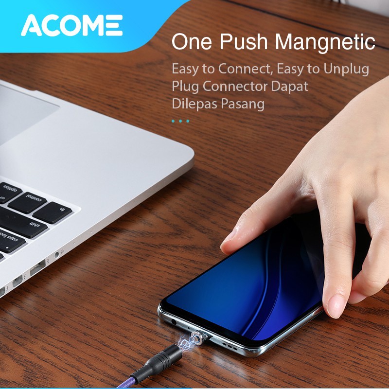 Acome Kabel Data Strong Magnetic Fast Charging 3A 100 cm Garansi Resmi 1 Tahun AXC–Plug Type-C