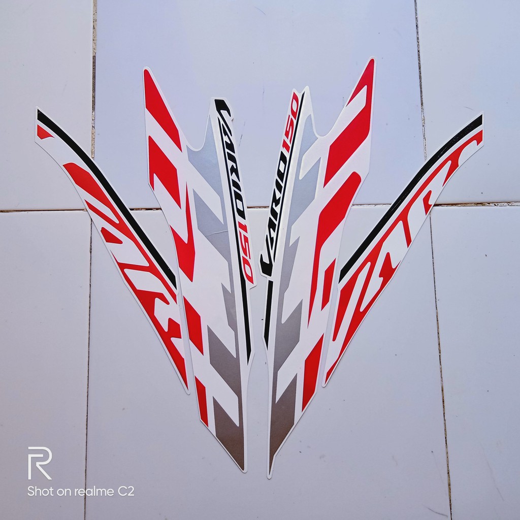 stiker striping motor Honda vario 150 2020 putih merah