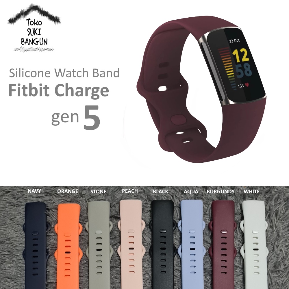 TALI JAM Fit Charge 5 Rubber Silicone PLAIN Watch Band Strap