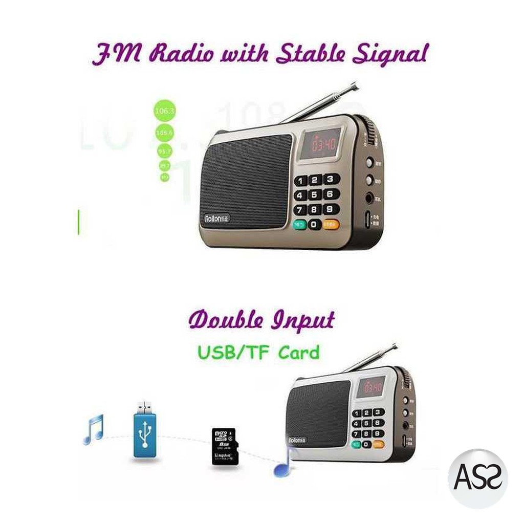 ASS Shop - Rolton W405 Portable FM Radio Player TF Card - W405