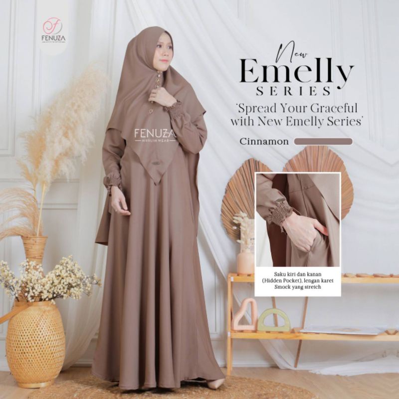 Gamis New Emelly dress size XXS-M ori Fenuza busana muslim busui bahan forzen crepe high quality nya