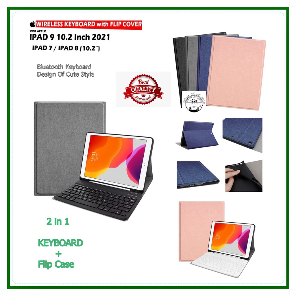 ipad gen generasi 7 8 9 10 2 inch 2019 2020 2021 wireless bluetooth keyboard flip case cover warna
