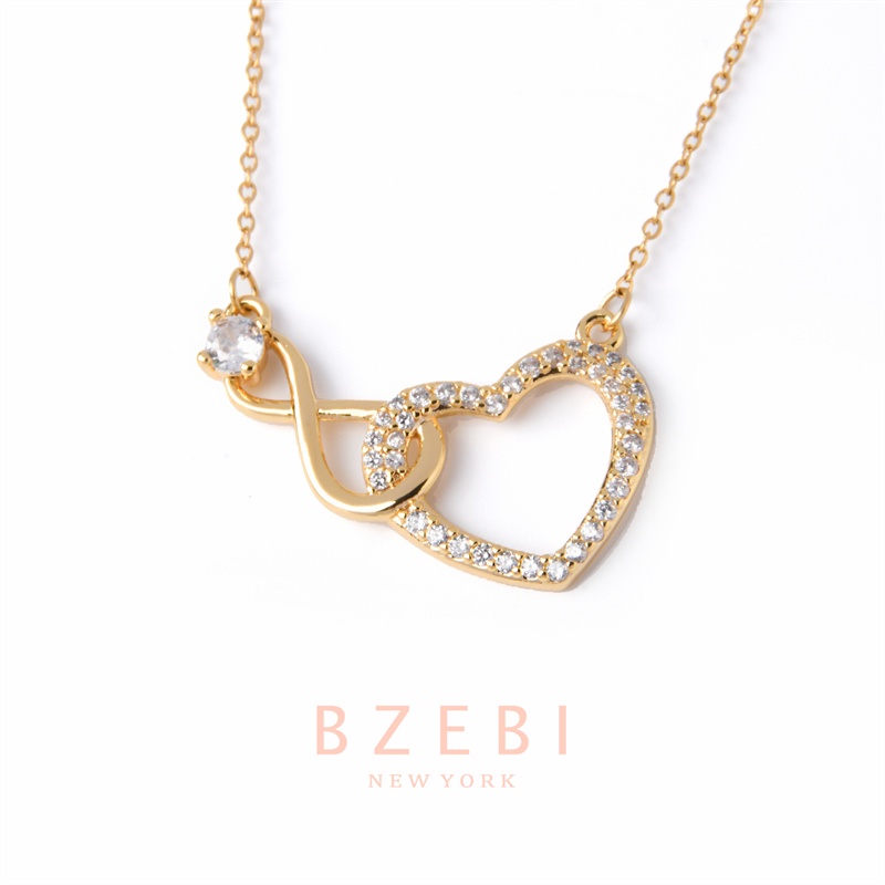 Bzebi Kalung Rantai Emas 18k Liontin Hati Adjustable Untuk Wanita 880n