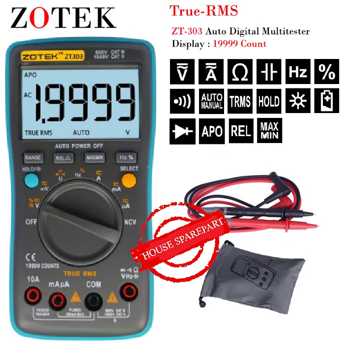 Zotek ZT-303 Digital Multimeter 8000 counts True-RMS Back light AC DC Voltage Current ZT303 Original