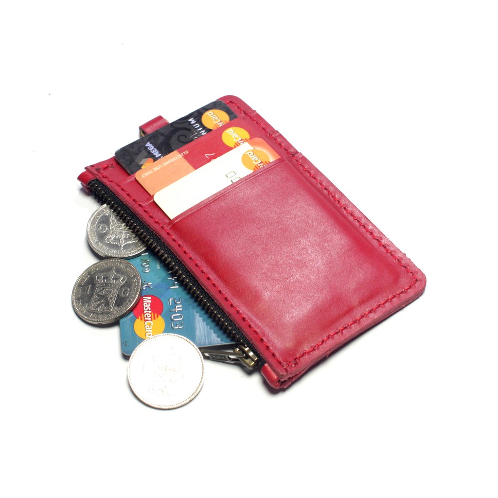 gantungan dompet ID card holder kulit tali zipper kartu banyak PHID948