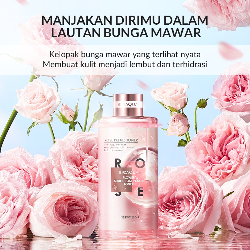 READY BIOAQUA Flower Series Rose Petals Toner 250ml / toner mawar