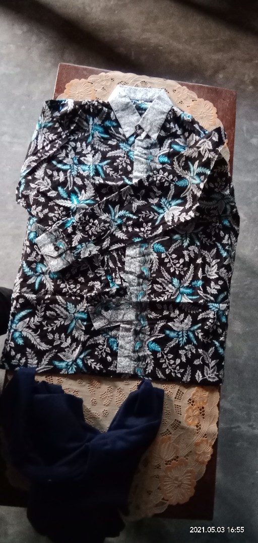 Kemeja Batik Pria - Katun Motif Blarak Biru - Style Casual & Trendy M L Xl Mazka Batik