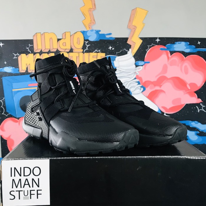 ASLI SEPATU NIKE PRIA AIR HUARACHE X GRIPP FULL BLACK ORIGINAL BNIB SPORT HARIAN