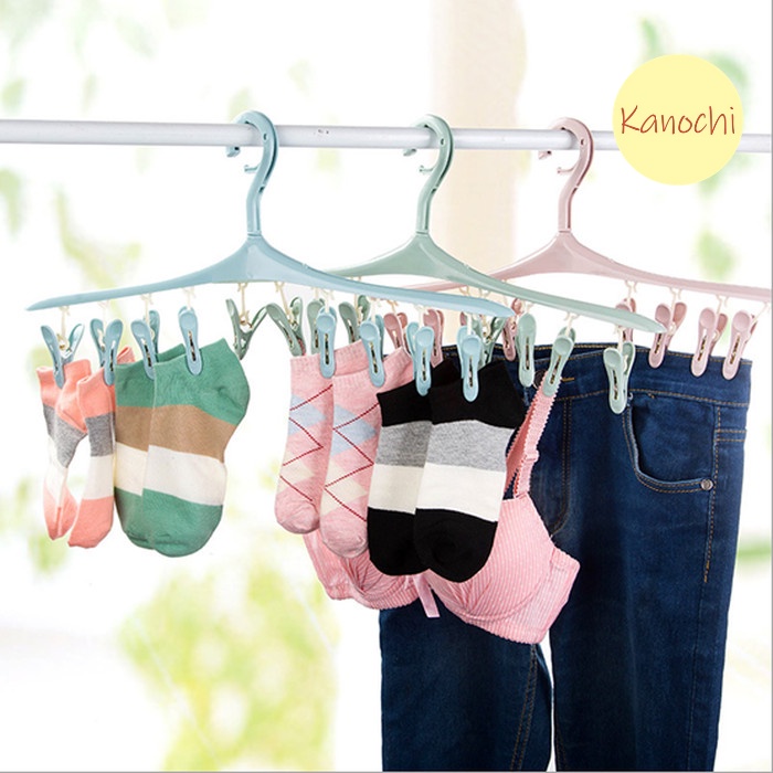 Gantungan Baju Jepit Jepitan Hanger Jemuran Pakaian Kaos Kaki 8 in 1