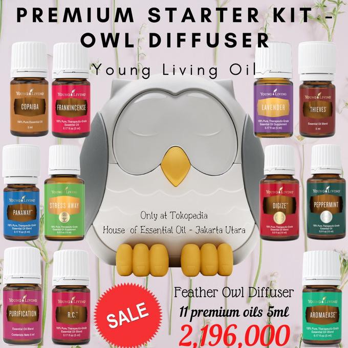 Feather The Owl Diffuser Yl - Premium Stater Kit Young Living Dewisartikage
