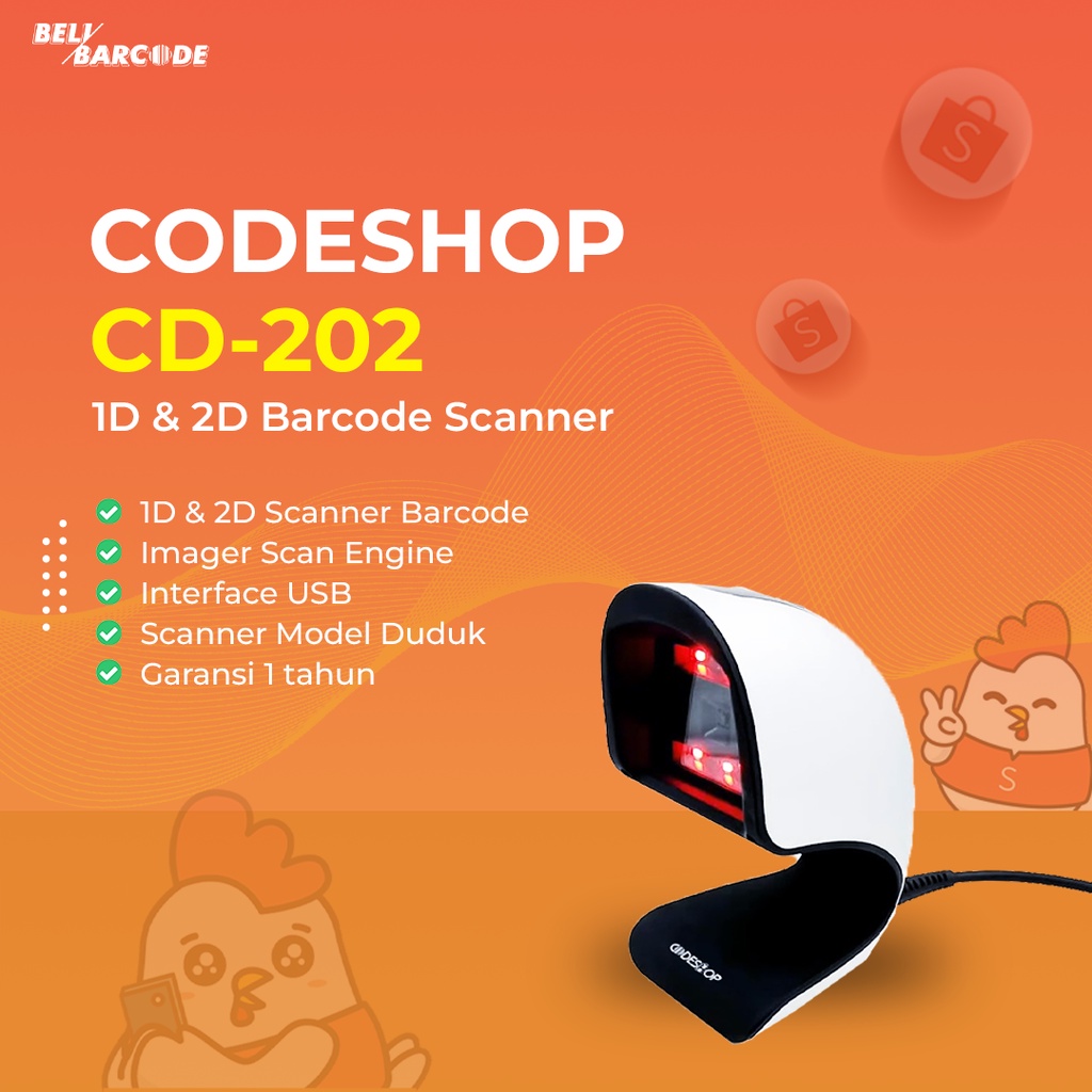 SCANNER BARCODE CODESHOP CD 202 SCANNER KASIR