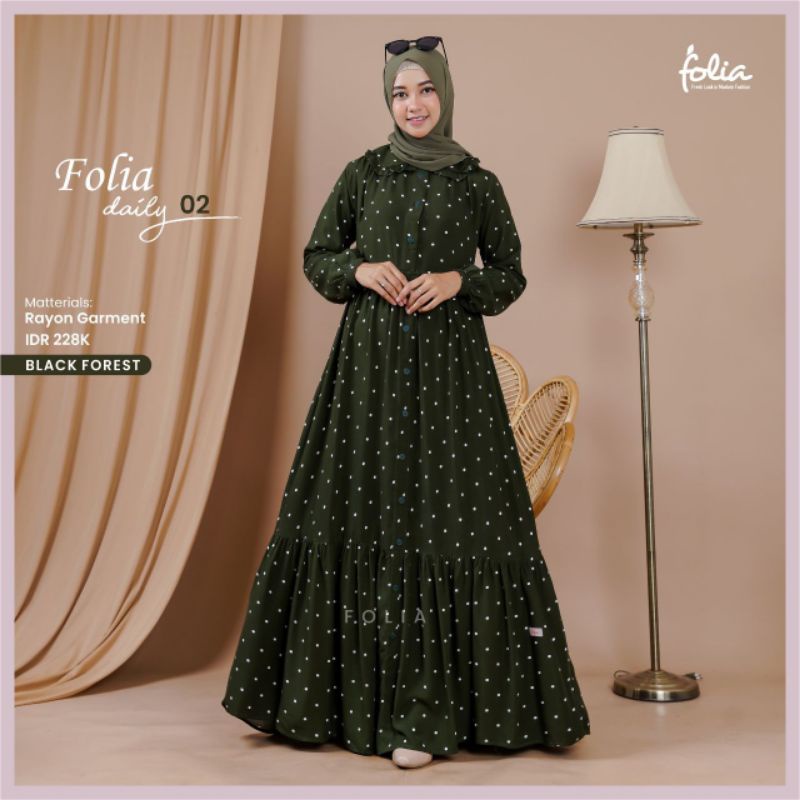 Gamis Rayon Folia Daily 02 Black Forest XL