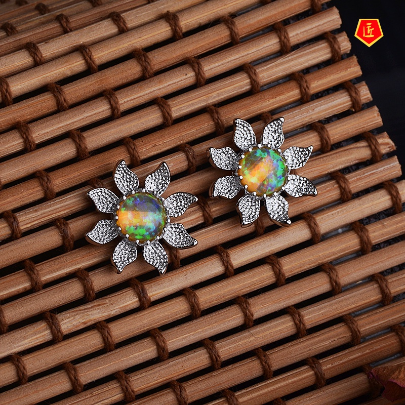 [Ready Stock]New Creative Sunflower Opal Earrings