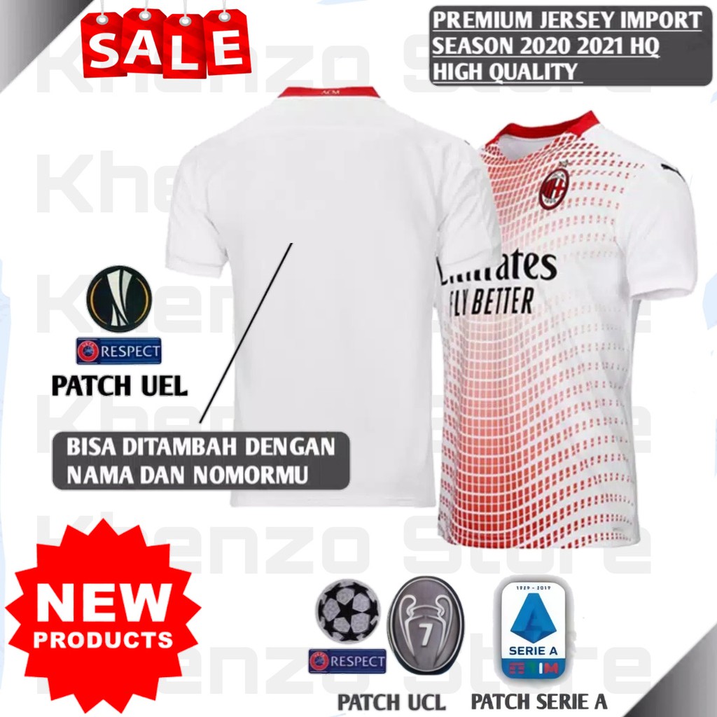 Jersey Bola Milan Away Full Patch GO 2020/2021 Size S-XXXL High Quality