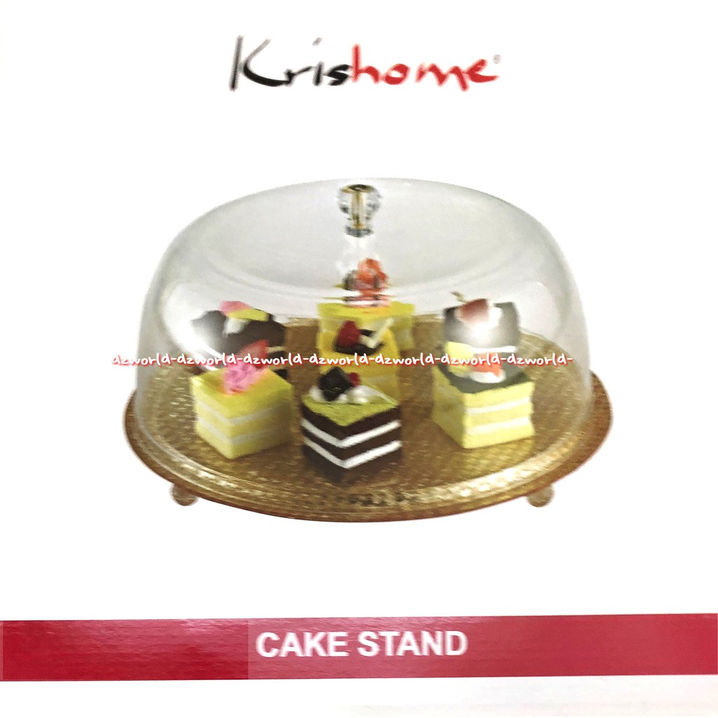 Krishome Cake Stand Gold Circle Tempat Snack Kue Emas 33cm