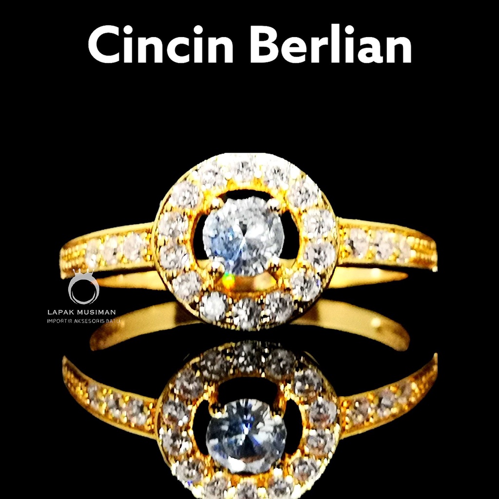 [Bayar di Tempat] Cincin Wanita Cewek Batu American Diamond Berlian Gold Emas Mewah