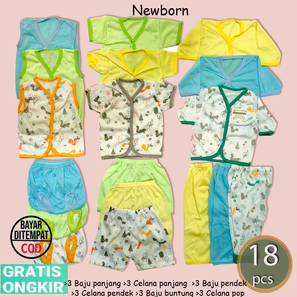 18pcs Setelan Baju Bayi Celana Bayi Perlengkapan Bayi Baru Lahir Gift Set Newborn Kado Baju Bayi Murah Persiapan Lahiran