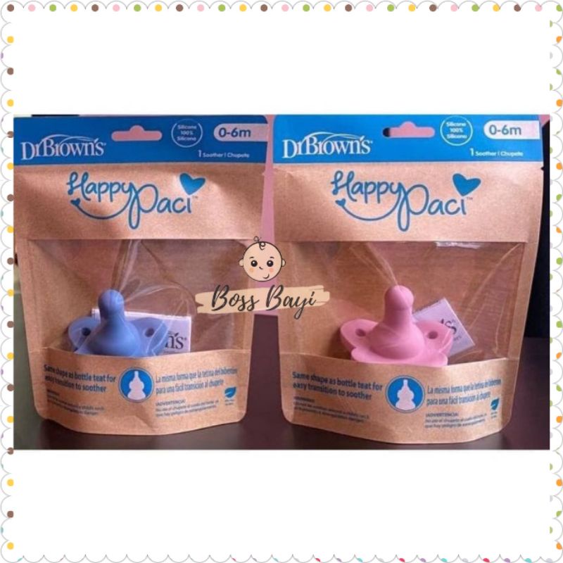 Dr.Brown's Happy Paci Pacifier - Stage 1 / Empeng Silikon Bayi 0-6bulan