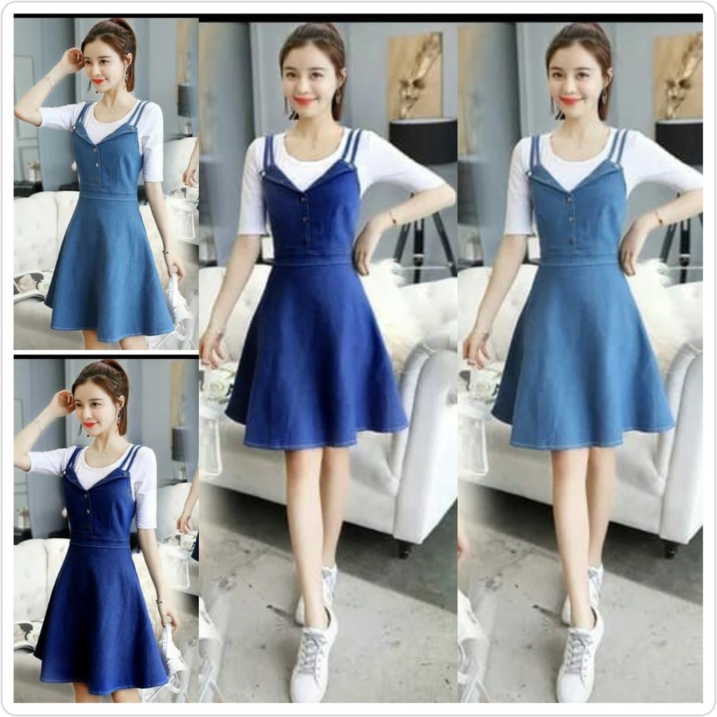 Dress denim wanita terbaru Dress Rosy denim Dress Korean style / Mini dress wanita / Dress remaja AB