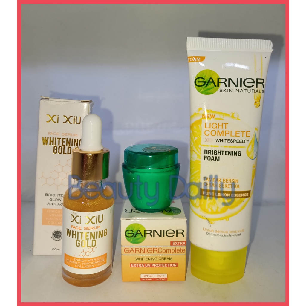 PROMO Paket 3 IN 1 Garnier - Garnier Light Complete Facial Foam 50 ml + Cream Garnier Complete White
