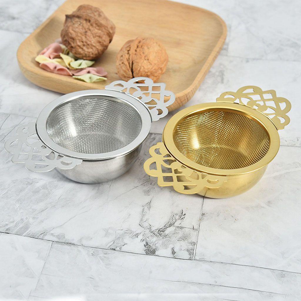 [Elegan] Tea Infuser Fine Mesh Multi Fungsi Untuk Teh Longgar Dengan Drip Bowl Pegangan Sayap Teaware Gadget Dapur