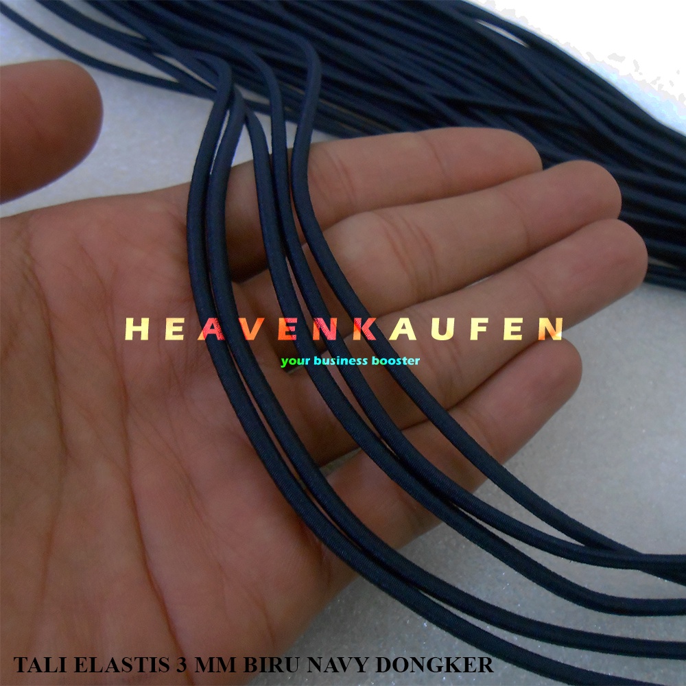 Tali Elastis Elastic Bulat Diameter 3 mm Biru Navy Dongker Untuk Tali Jaket Dll Meteran