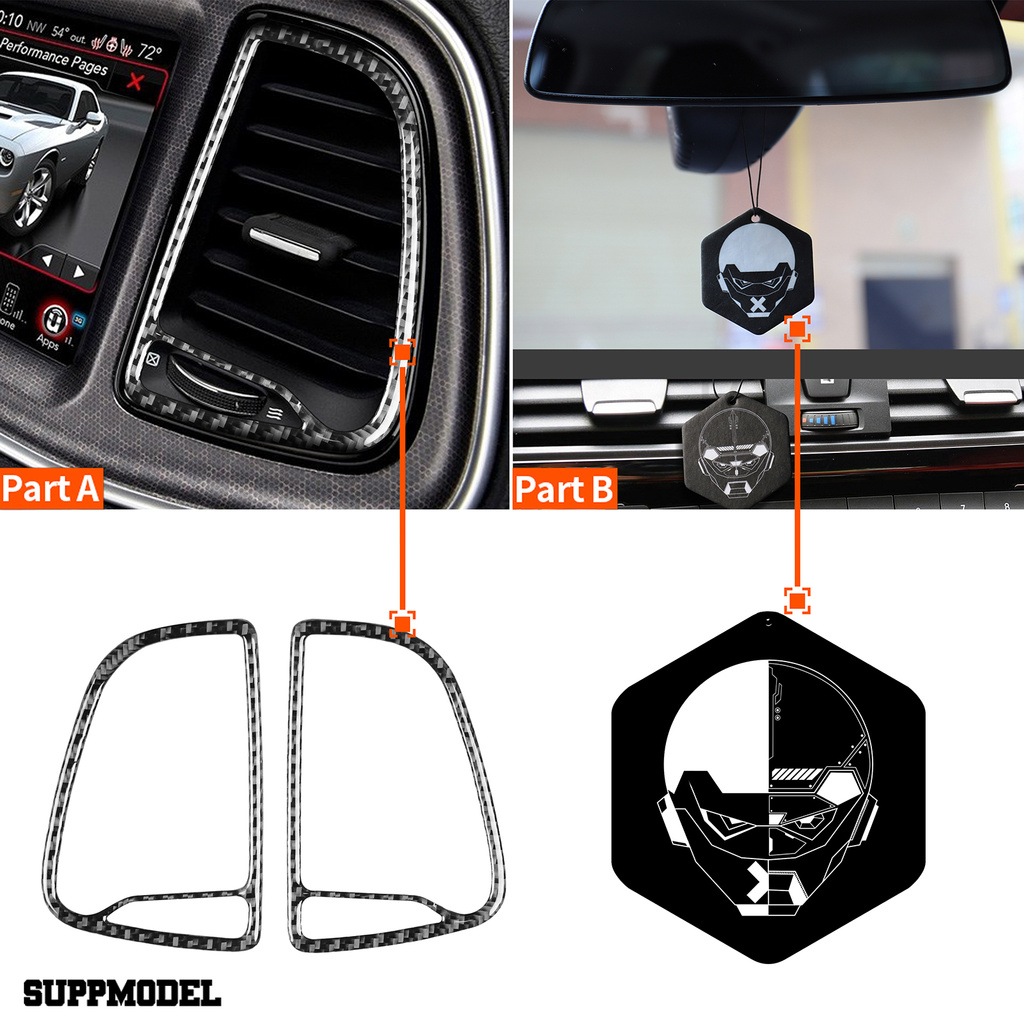 Smodel Stiker Pelindung Frame Ventilasi Udara Tengah Kiri Bahan Carbon Fiber Untuk Dodge Challenger 2015