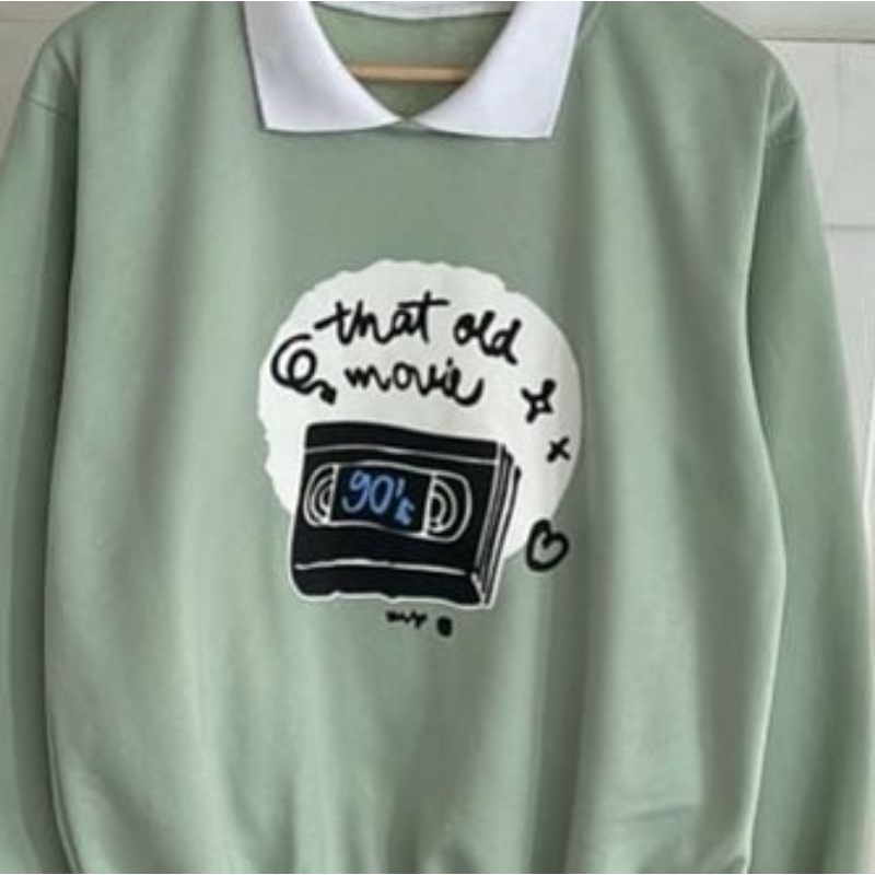 Sweater Basic Kerah Pria Wanita Old Movie Oversize Wanita | Sweater Basic Oversize Wanita Korean Style | Sweatshirt