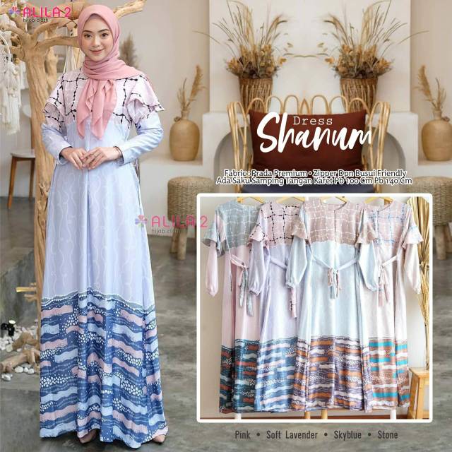 Shanum dress/ dress gamis maxy motif etnik / gamis busui