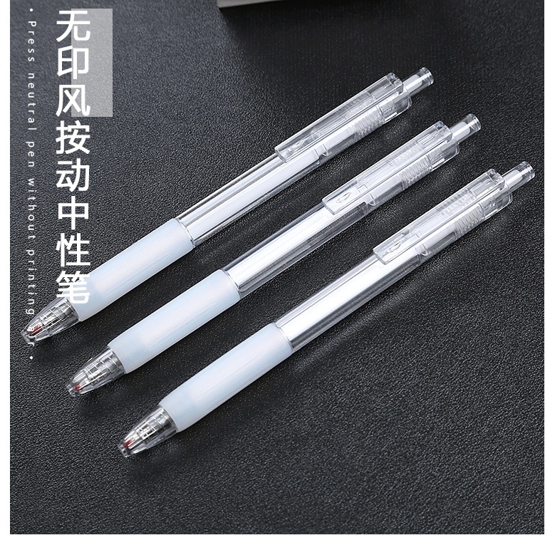 5pcs 0.5mm Black Ink Transparent Press Signature Gel Pen School Office Stationery Supplies