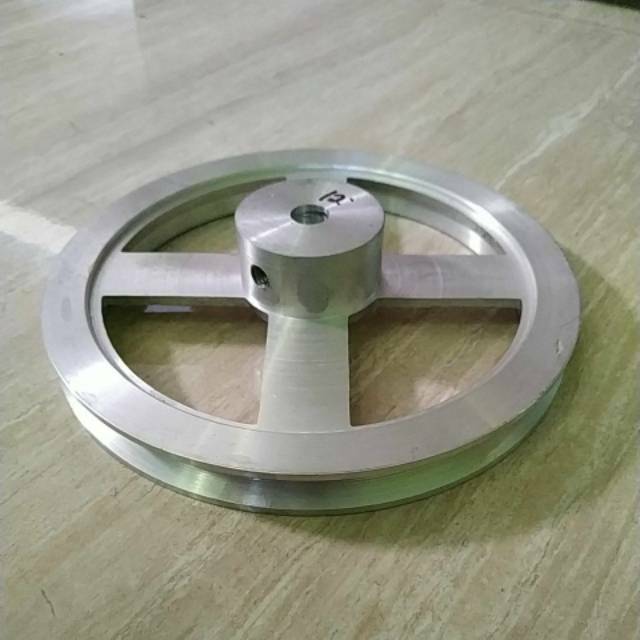 Pulley alumunium A1 - 6 inci as 12 mm puli alumunium