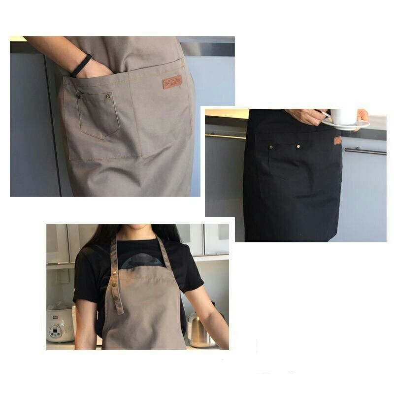 Celemek Apron Dapur Pria Wanita Bahan Canvas Korean Style Agd01