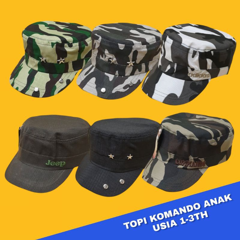 Topi komando anak doreng polos