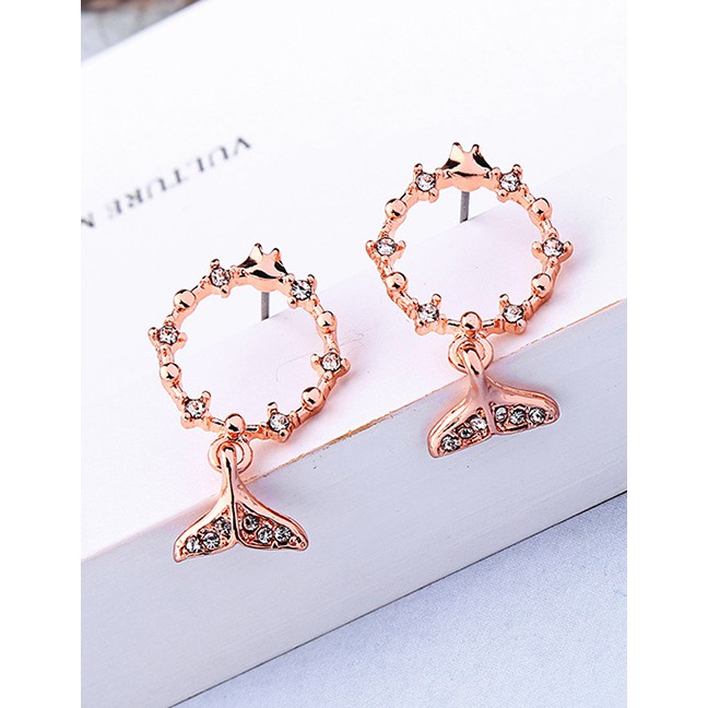 LRC Anting Tusuk Fashion Small Fish With Diamond Stud Earrings F55544