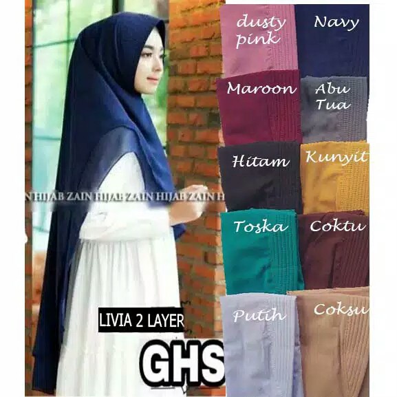 (BISA COD) LIVIA 2 LAYER JUMBO PET ANTEM PENGUIN SYARI HIJAB JILBAB KHIMAR BERGO KERUDUNG INSTANT
