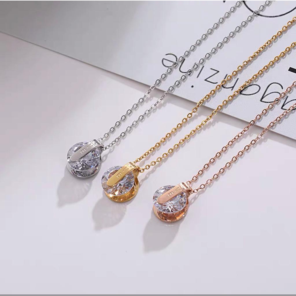 Kalung Titanium Permata Satu Emas Simple Mewah Anti Karat Dan Luntur