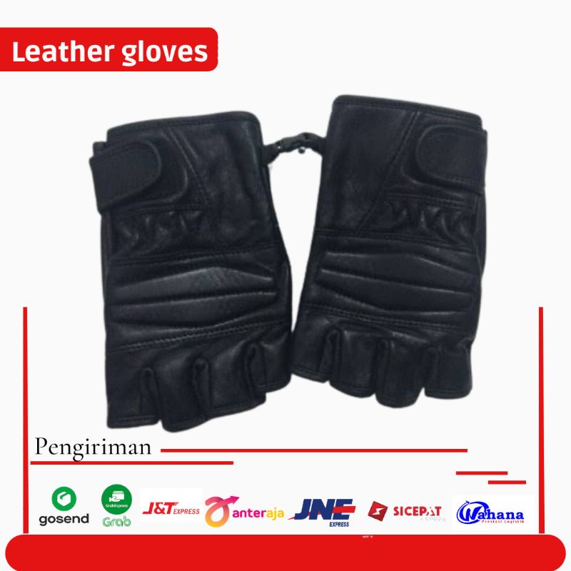 Leather Glove Premium Sarung Tangan Asli Kulit Domba Lembut Motif Spon Half